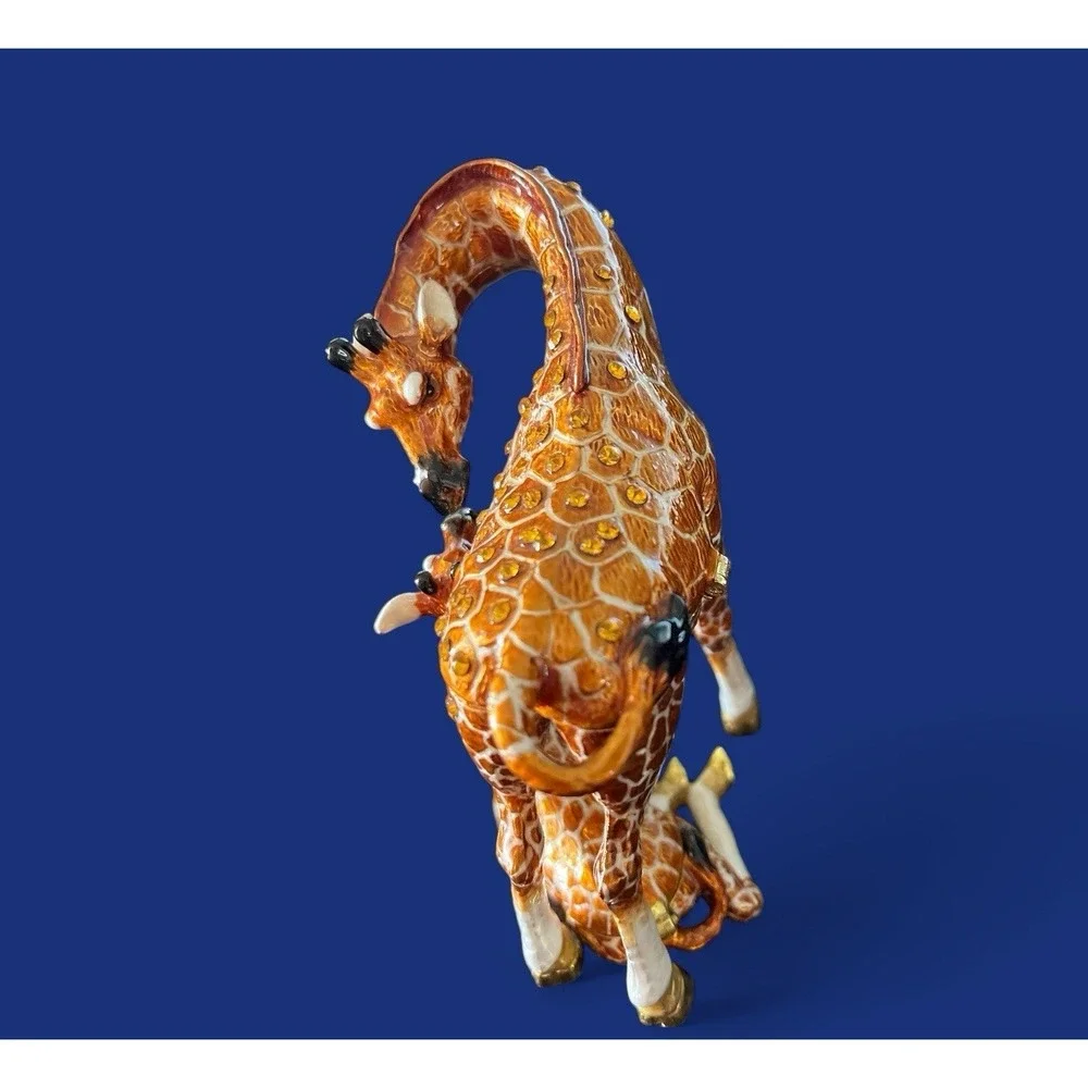 Rucinni Swarovski & Austria Stellux Crystals Giraffe Trinket‎ Jewelry Box Enamel